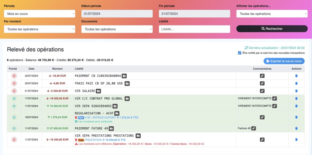 Synchronisation bancaire